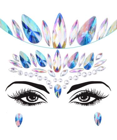 Duufin 15 Sets Face Jewels Stickers and Glitter Temporary Tattoos - Festive Mermaid Crystal Gems for Rave Party (15 Boxes Included) - Buy Online on GoSupps.com