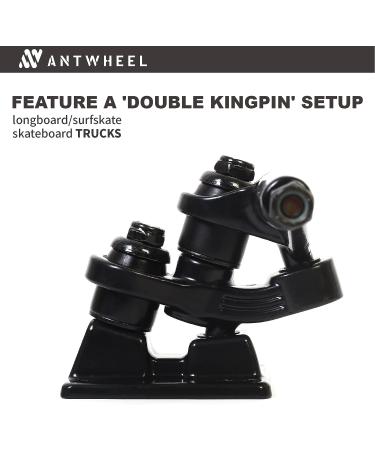 ANTWHEEL Sidewinder II Black Skateboard Trucks - Double Kingpin Set (2), 9.3 Hanger, 12 Axle - Free Hardware | Longboard/Skateboard/Surf Skateboard - Buy Online on GoSupps.com