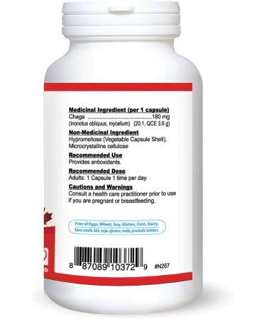 Nutridom Chaga Mushroom Supplement 20x Extra Strength Provides Antioxidant Non-GMO Vegan Free of Gluten Egg Wheat Soy Corn and Dairy (120 Veggie Capsules) - Buy Online on GoSupps.com