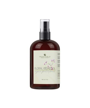 8oz Rose Hydrosol Water - 100% Pure Rose Hydrosol Cleanser - Hydrating Facial Toner Rose Water for Skin Face and Hair Linen for Sheets Room Freshener Body Fragrance by Organic Pure Oil