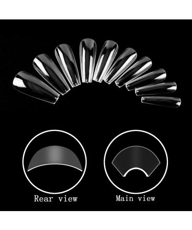ToouYoun 400pcs Clear Coffin Press-On Nails | Long Full Cover Acrylic Nail Tips for DIY Nail Art - Buy Online on GoSupps.com