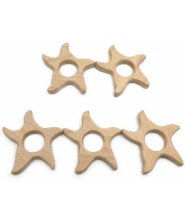 Wendysun 3pcs Cartoon Wood Teether - Natural Animal Starfish Shape Baby Teething Toy - Buy Online on GoSupps.com