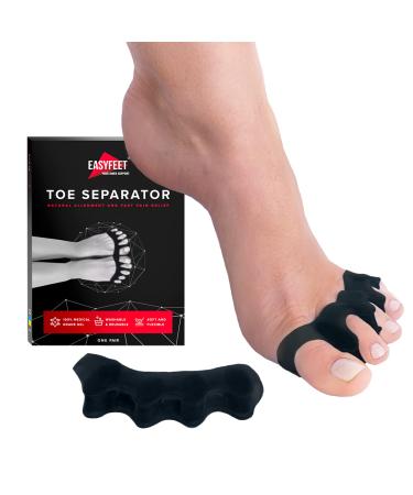EASYFEET New 2023 Correct Toes Toe Separators - Bunion Corrector for Men and Women - Hammer Toe Straightener Bunion Relief Toe Splint Toe Protectors Big Toe Straightener Black