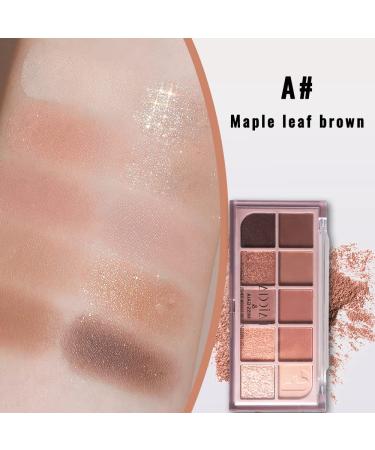 Erinde 10 Color Eyeshadow Palette - Matte Shimmer Glitter Eye Shadow | High Pigmented, Ultra-Blendable | Neutral Nude Shades with Professional Brush - Maple Leaf Brown 07 - Buy Online on GoSupps.com