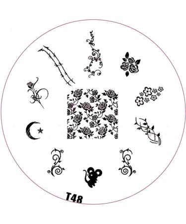 ++SPECIAL ITEM++ Stamping stencil T-Series: T48 Roses Mouse Barbed Wire Flowers