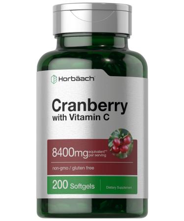 Horb ach Cranberry Pills for Women and Men | 8400mg | 200 Softgels | Extract Supplement with Vitamin C | Non-GMO Gluten Free