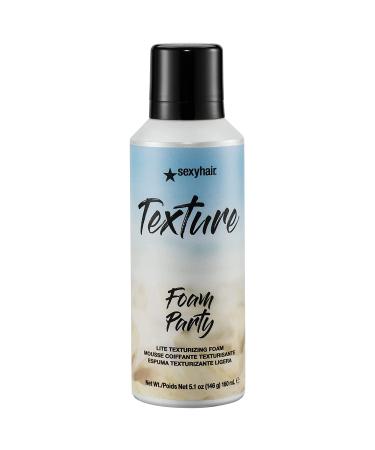 SexyHair Texture Foam Party Lite Texturizing Foam, 5.1 Oz | Buildable Hold | Adds Shine | All Hair Types