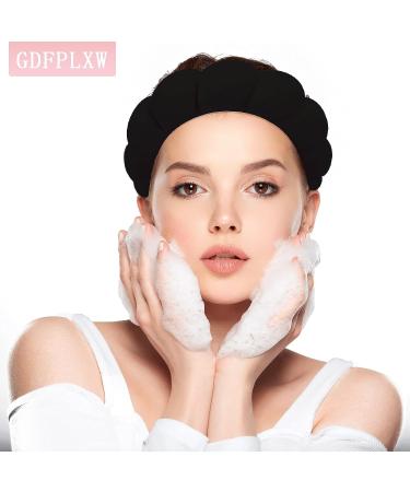 Bubble Headband for Women - Non-Slip Spa Headband for Washing, Makeup, Skincare - Puffy Headwear (Black) - Buy Online on GoSupps.com