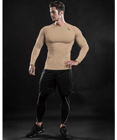 DRSKIN 4 3 or 1 Pack Men's Compression Shirts Top Long Sleeve Sports Baselayer Workout Running Athletic Gym X-Large Round Beige - Buy Online on GoSupps.com