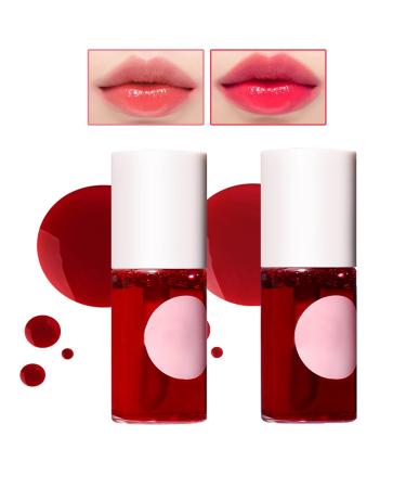 2PCS Lip Tint Stain Set  Velvet Lip Gloss Moisturizing Lip Plumping Lip Stain Long Lasting Waterproof Liquid Lipstick Set Multipurpose Water Tint Lip Stain for Liquid Blush Lip and Cheek Tint(01 & 02)