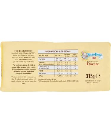  Mulino Bianco 6 x Mulino Bianco Fatty Biscottate Le Dorate Biscotte Biscotte Oven Baked Bread 315 g - Buy Online on GoSupps.com
