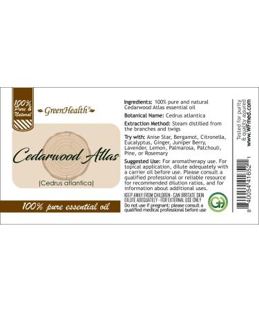 2 fl oz - Cedarwood Atlas Essential Oil - 100% Pure Essential - GreenHealth - Buy Online on GoSupps.com