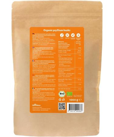 Rheinnatur Organic Psyllium Husk Powder 1000g - Rich in Fiber for Digestion & Baking - Lab Tested - Buy Online on GoSupps.com