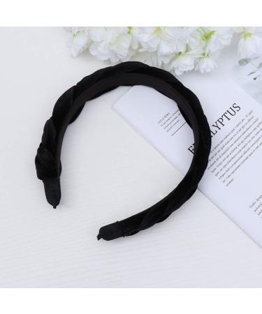 Wide Headband Fashion Suede Braid Headband Handmade Cloth Twist Hairbands for Women Girls (Black) - Buy Online on GoSupps.com