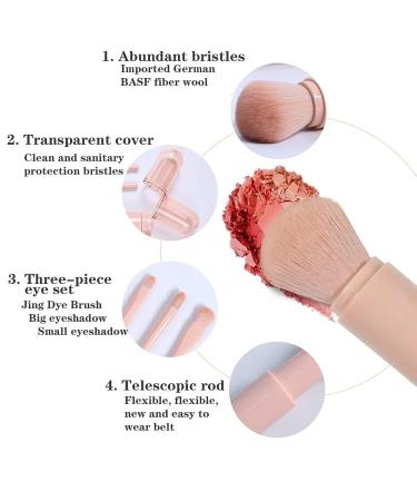 ABEUTY 4-in-1 Retractable Make-Up Brush Set - Multifunctional Portable Cosmetic Brushes for Travel (Pink) - Perfect Facial Powder & Eyeshadow Brush - Buy Online on GoSupps.com