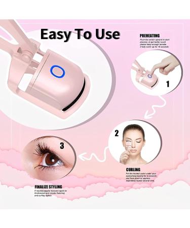 Heated Eyelash Curlers Rechargeable Electric Eyelash Curler Handheld Eyelash Heated Curler 2 Heating Modes with Sensing Heating Silicone Pad Saving Makeup Time Quick Natural Curling Eye Lashes - Buy Online on GoSupps.com