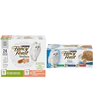 Fancy Feast Wet Cat Food Variety Bundle: Petites P t Collection + Seafood Supper P t Pet Food+ Seafood Supper P t (12 Pack)