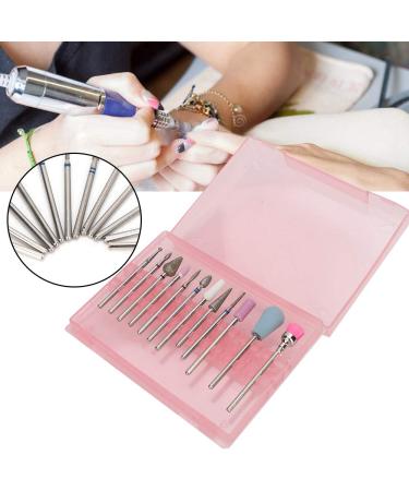 12pcs Ceramic Nail Drill Bit Set - Electric File Grinding Heads in Pink Box | Perfect for Manicure & Pedicure - Buy Online on GoSupps.com