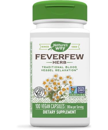 Nature's Way Feverfew Herb, Traditional Blood Vessel Relaxation*, 380 mg, 100 Vegan Capsules 100 Count (Pack of 1) - Buy Online on GoSupps.com