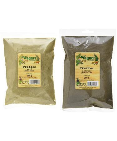 Wagner spices pepper white ground 1 Pack (1 x 250 g) & pepper black 1 Pack (1 x 250 g) bundle ground with pepper black