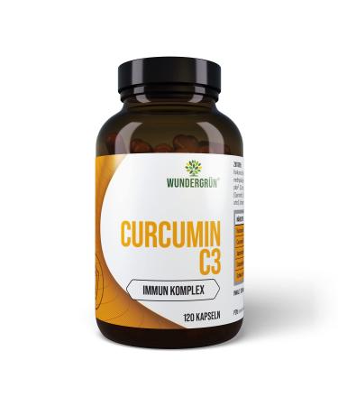 Wundergr n Curcumin C3 | High quality turmeric extract | High bioavailability thanks to Piperin | 95% curcuminoids & 100 mg C3 Complex | 120 capsules | vegan