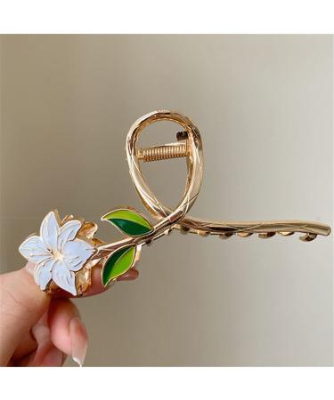 Barrette Women Hair Claw Claws Clips Hair Accessories Elegant Lily Flower Hair Claws Women Metal Hair Clips Grab Shark Hairpins Accessories 1PC Gold
