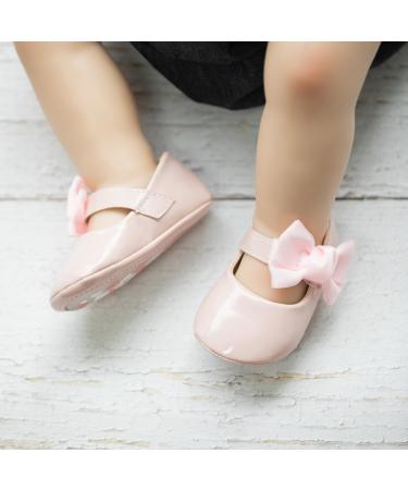 Sonsage Infant Baby Girls Bowknot Mary Jane Soft Anti-Slip Princess Flats 0-6 Months - Pink - Buy Online on GoSupps.com
