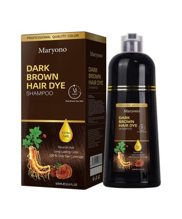 Maryono Dark Brown Hair Dye Shampoo 3 in 1 for Gray Coverage Herbal Ingredients Instant Color for Women & Men 500ml