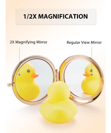 Getinbulk Compact Mirror for Purse - Double-Sided 1X/2X Magnifying Metal Makeup Mirror (Round, Rose Gold) - Buy Online on GoSupps.com