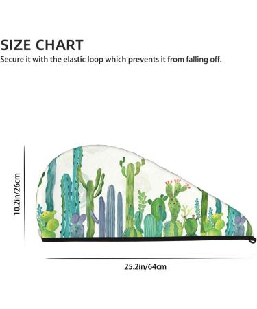 Cartoon Cactus Hair Towel Wrap - Quick Drying Turban with Button for Effortless Hair Drying - Buy Online on GoSupps.com