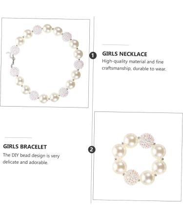 ibasenice 2 Sets Necklace Set Kids Girl Toys Girls Necklaces Necklace for Girls Necklace for Kids Girls Bracelet Toy for Girls Pearl Bracelets Pearl Choker White Acrylic Jewelry Child - Buy Online on GoSupps.com