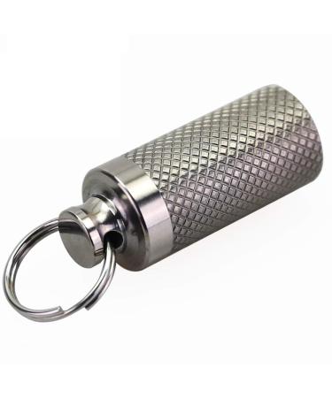 Titanium Pill Box Mini Size Pill Holder for Outdoor Travel Waterproof and Light Weight Pill Case Holder Pill Fob Small Pill Organizer (1.38" x 0.55") Silver-1pack