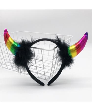 amangul Glitter Horn Headband Devil Horns Headband Halloween Horns Headband Cosplay Fancy Dress Photo Props Hair Accessory(Color Light Cloth Bl) - Buy Online on GoSupps.com