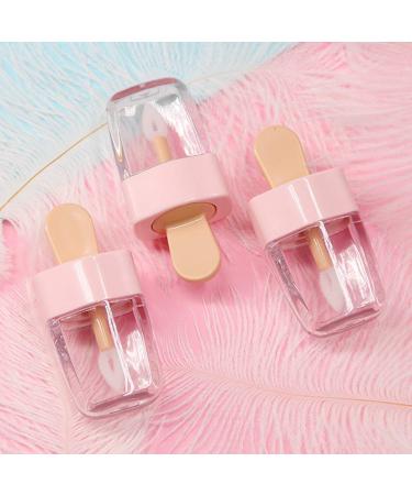 Ruiruinia 3.2x6.8 cm sweet ice shape mini lip gloss tube empty lip balm container with pink lid rubber inserts lipstick sample donor bottle