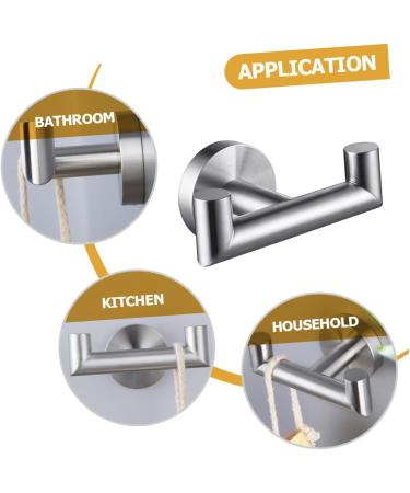 Alipis 3pcs Coat Hook Hooks for Hanging Towels Stainless Steel Double Hand Towel Hanger for Wall Bathrobe 9.8x5.8cmx3pcs Silverx3pcs - Buy Online on GoSupps.com