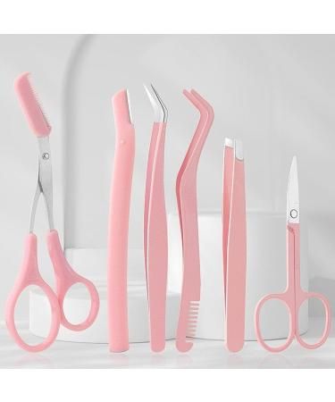 Eyebrow Trimming Kit 6pcs/Set Professional Eyebrow Tools Set Beauty Tool Makeup Tools Beauty Scissors Set for Men Women Pink - Buy Online on GoSupps.com