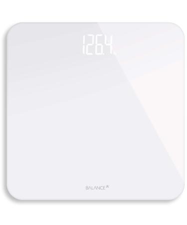 Greater Goods Digital Weight Bathroom Scale, Shine-Through Display, Accurate Glass Scale, Non-Slip & Scratch Resistant, Body Weight (White) Basic - White