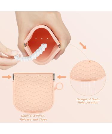Silicone Retainer Case Portable Orthodontic Box with Vent Holes for Aligners Dentures & Mouth Guards | Slim Design for Travel Pink - Buy Online on GoSupps.com