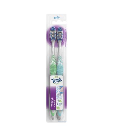 Tom's of Maine Whole Care Toothbrush  Soft  2 Count(Pack of 1)