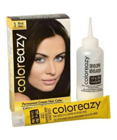 ColorEazy Permanent Cream Hair Color 1 Black - 3.47 oz (De La Ritz)