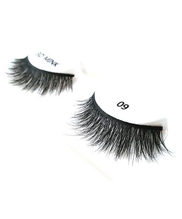 MIZ LASH 3D Mink Eyelashes - Cruelty-Free Real Fur Strips Reusable Soft Thick Curl Dramatic & Fluffy Natural Look - Handmade #09 Fake Lash Extensions for Women - Buy Online on GoSupps.com
