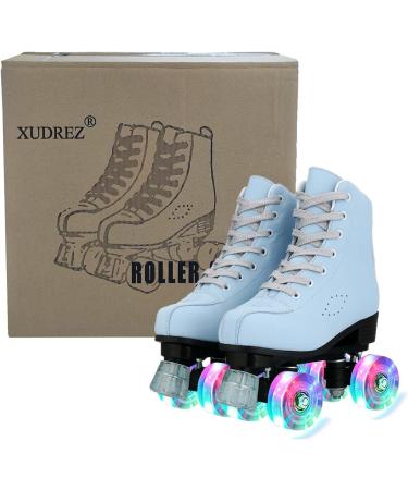 XUDREZ SkyBlue Frosted High-top Roller Skates for Women/Girls US 8 - Beginner Classic Double-Row Design for Indoor/Outdoor Use - Buy Online on GoSupps.com