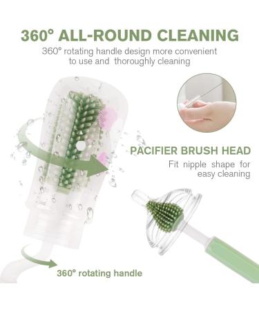 Vicloon Baby Bottle Brush Set - 3PCS Silicone Cleaner for Water Bottles, Glass Cups & Thermoses - Green | Teat Cleaning Brush with Hanging Hole - Buy Online on GoSupps.com