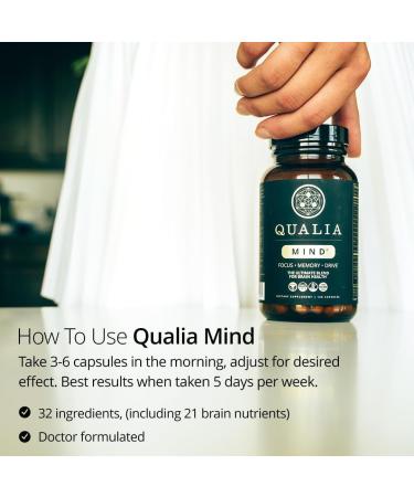 QUALIA MIND | The Ultimate Blend For Brain Health* | Doctor-Formulated Nootropic To Fuel Focus & Concentration* | Supports Long Term Brain Health| Maintain Drive & Productivity | 6 Week Supply - Buy Online on GoSupps.com