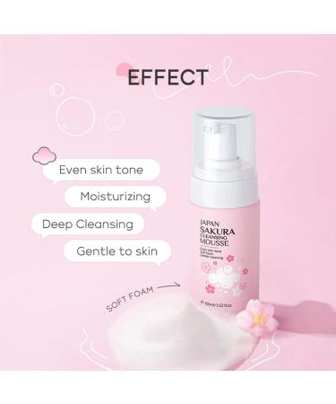 SANZHUAN Cherry Blossom Mousse Facial Cleanser Cleansing Mousse Deep Cleaning Foaming Face Wash to Unclog Pores Gently Exfoliates Firming Skin & Refreshing for Men & Women - 3.52 fl oz - Buy Online on GoSupps.com