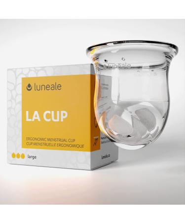 La Cup Luneale - Reusable Stemless Menstrual Cup - Patented Ergonomic Design Created in Collaboration with Midwives - 100% Medical Silicone - 3 Sizes depending on Flow (L - Heavy to Very Heavy Flow) - Buy Online on GoSupps.com