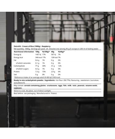 OstroVit Cream of Rice (1000g) Raspberry - Buy Online on GoSupps.com