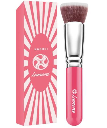 Make Up Brush Foundation Kabuki Flat Top - Perfect For Blending Liquid Cream or Flawless Powder Cosmetics - Buffing Stippling Concealer - Premium Quality Synthetic Dense Bristles Pink