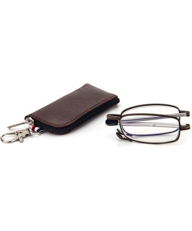 MMOWW Foldable Reading Glasses for Men & Women - Telescopic Anti Blue Light Glasses with Zipper Key Trailer (Brown +2.5) - Buy Online on GoSupps.com