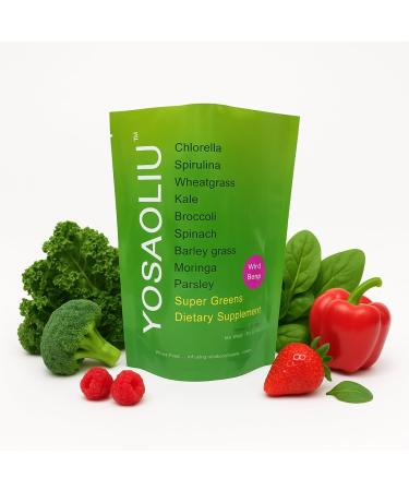 YOSAOLIU Chlorella Super Green Powder Barley Grass Kale Wheat Grass & Mixed Green Blend 42 Servings Non GMO 100MG Daily Use 240000MG Per Bag